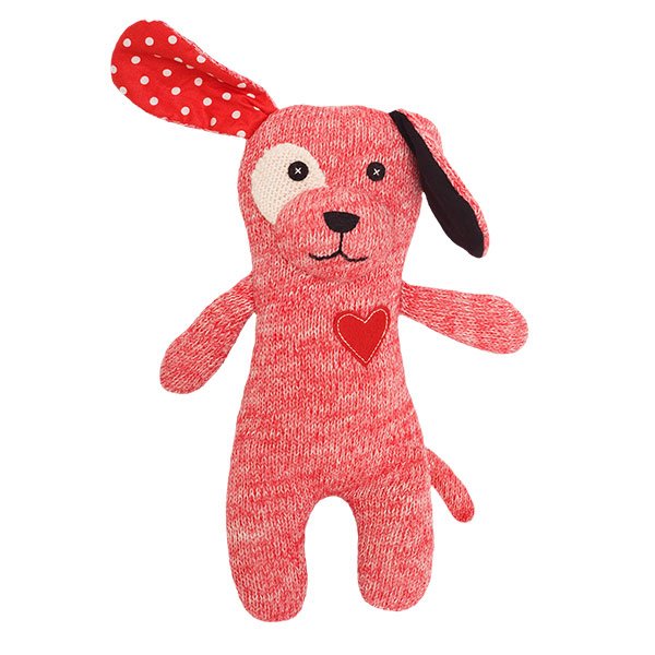 Knuffelhond gebreid rood