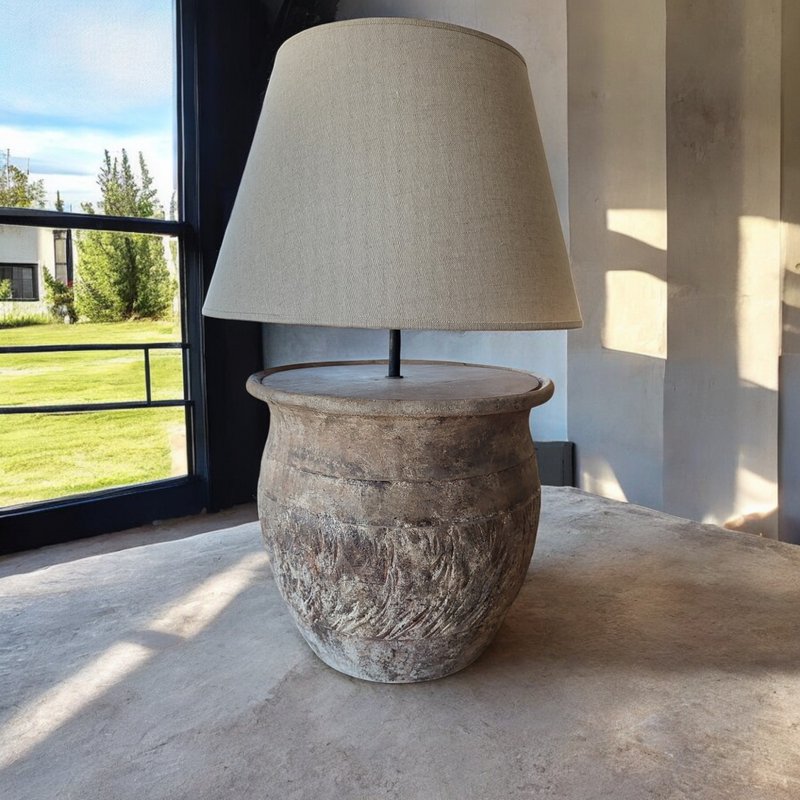 Handgefertigte Terrakotta-Tischlampe – Rustikale Tischlampe