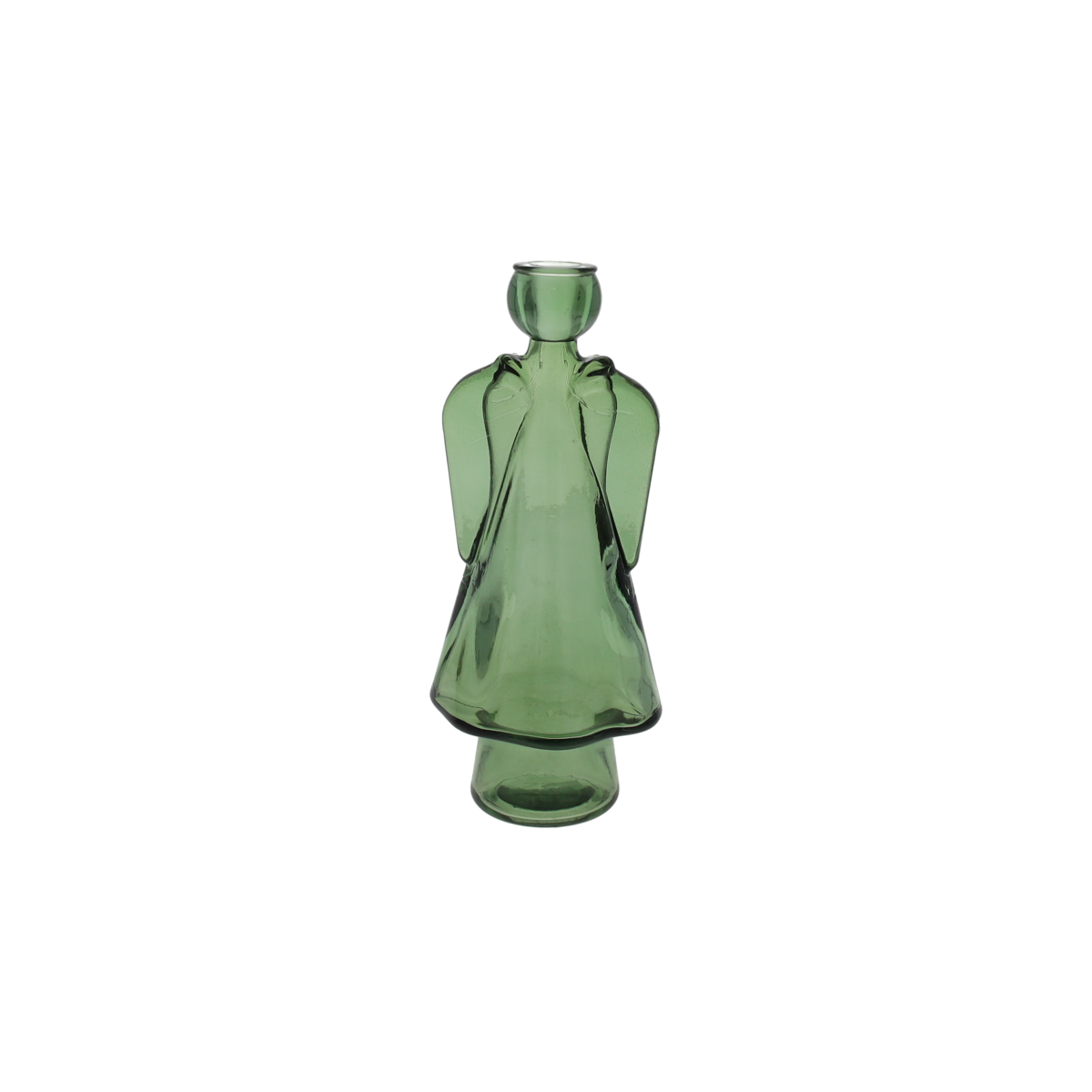 Green glass angel candle holder h 24x10x8 cm