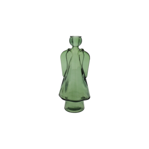 Groen glazen engelenkaarshouder h 24x10x8 cm
