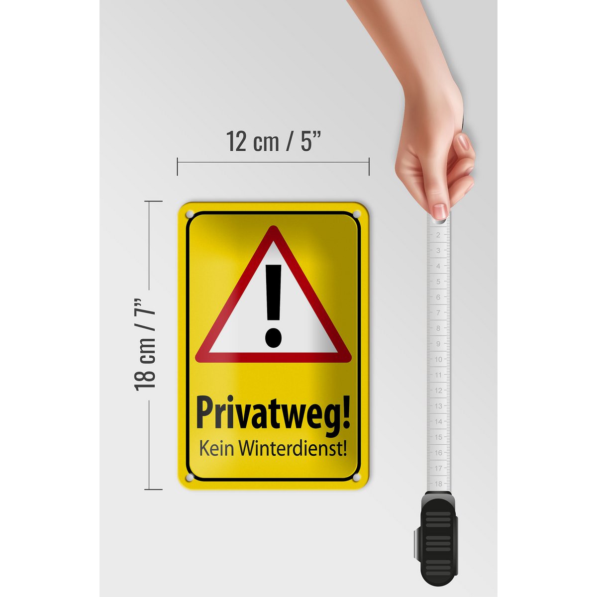 Tin sign note 18x12cm private road no winter service decoration
