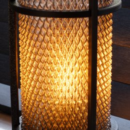 Røggrå PRISM-lampe – moderne geometrisk skærm, genanvendt PETG, omgivende belysning, E14