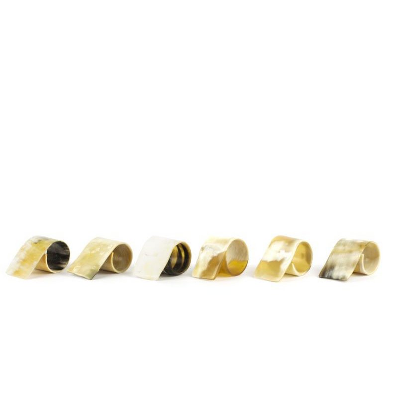 Lot de 6 ronds de serviette en corne blonde marbrée