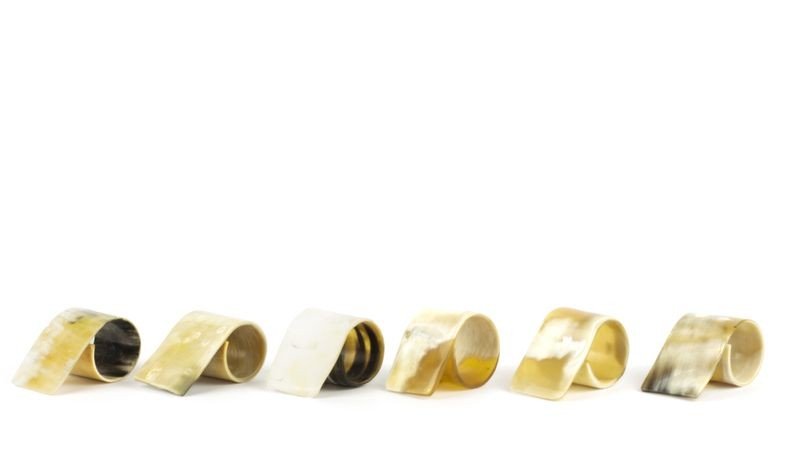 Lot de 6 ronds de serviette en corne blonde marbrée
