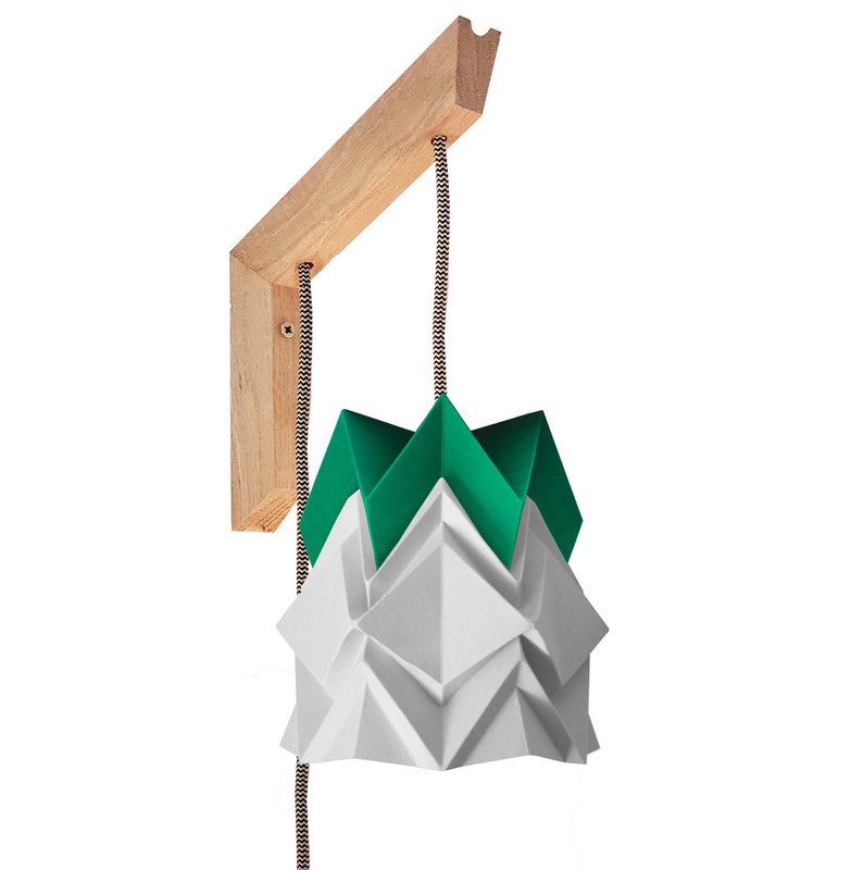 Drewniana lampa ścienna i małe zawieszenie Bicolor Origami z papieru