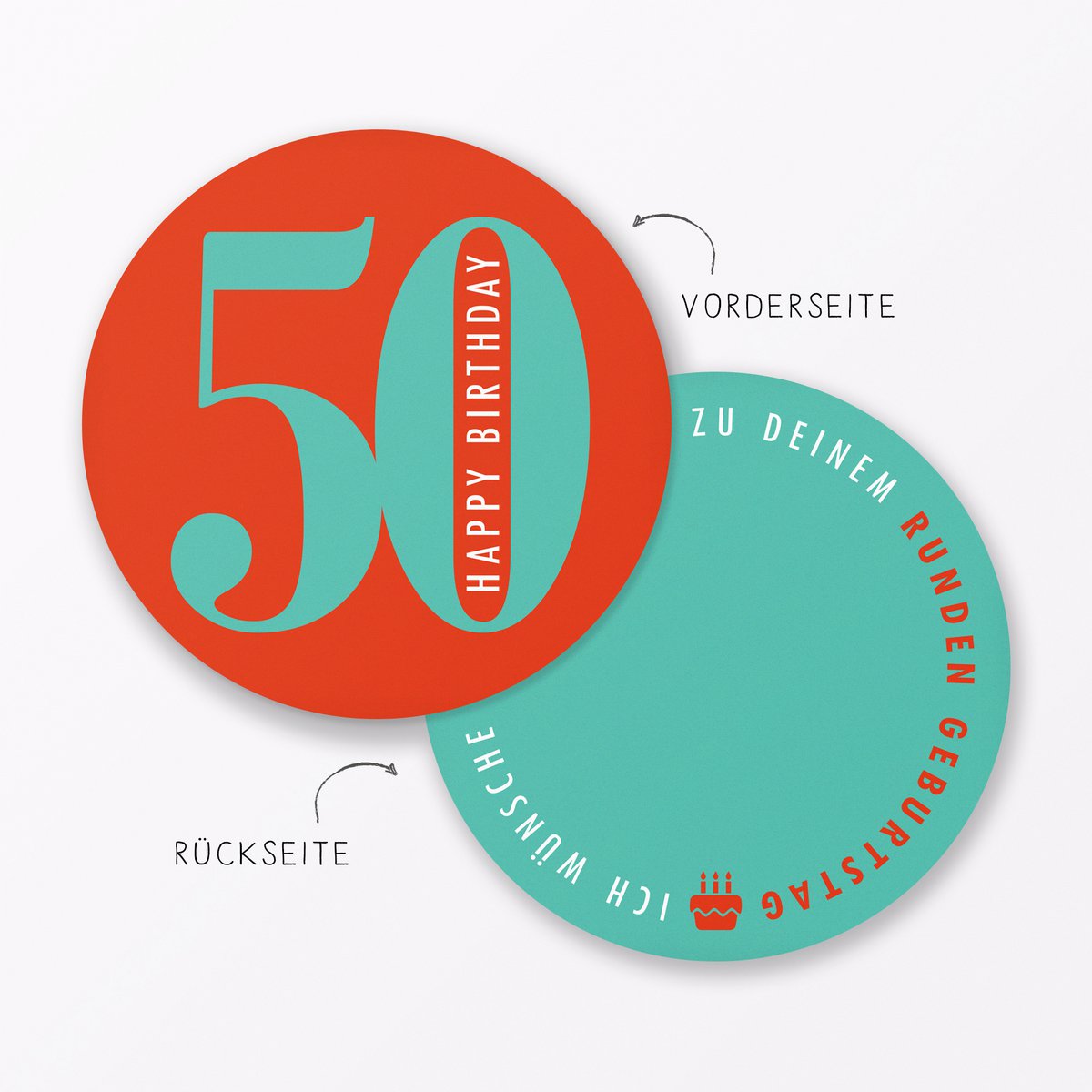 Geburtstagskarte "Runder Geburtstag 50" rund inkl. Umschlag