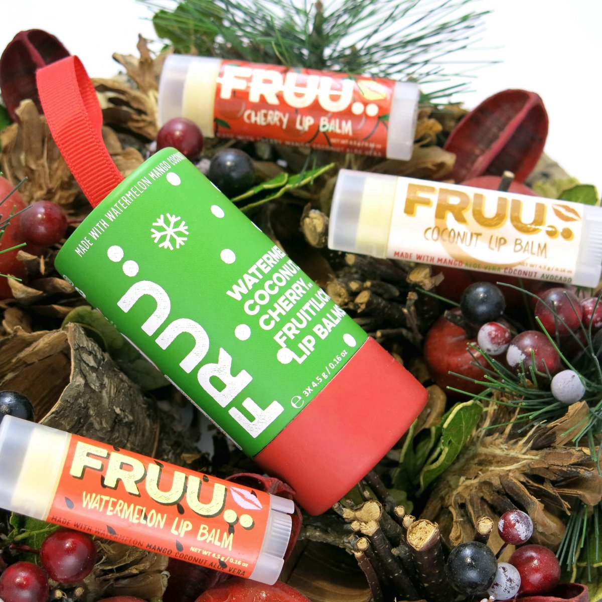 FRUU Świąteczny zestaw balsamów do ust Trio