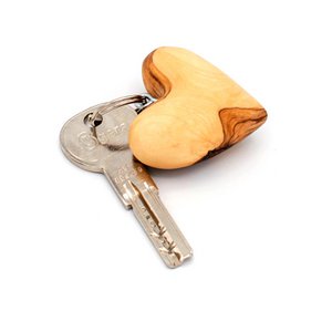 Key ring HEART made of olive wood
