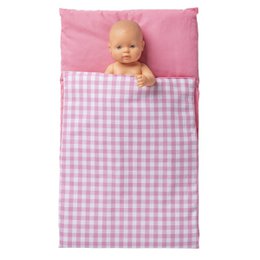 Van Dijk Toys Duvet til Wooden Doll-Pram Pink White Teruted