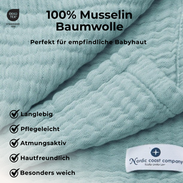 Jade green 4 in 1 Muslin Baby Blanket
