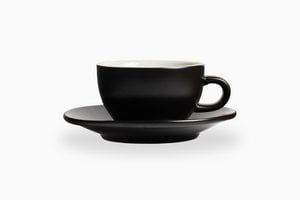 CUP AND SAUCER 210 CC MATT BLACK TULIPANO