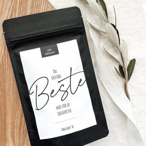 Coffee bean gift “Beste” – 50g midi bag black – thank you souvenir appreciation