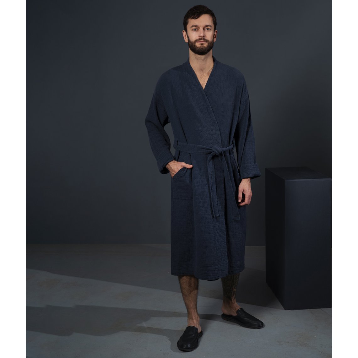Men's bathrobe Orion Solid Anthracite