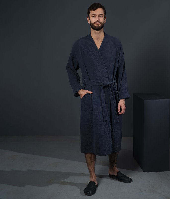 Men's bathrobe Orion Solid Anthracite