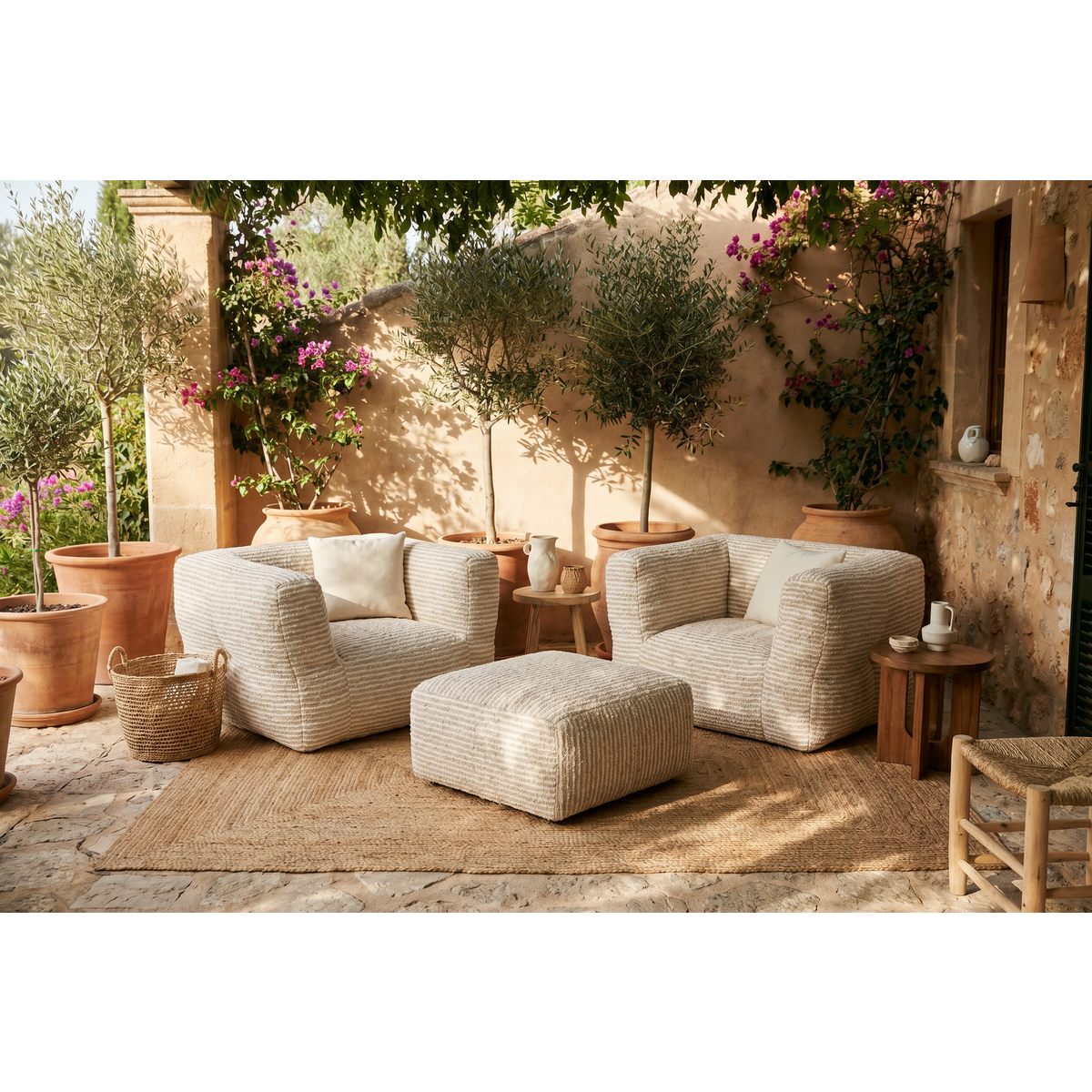 NOMAD fauteuil | Bouclé stripe ravello