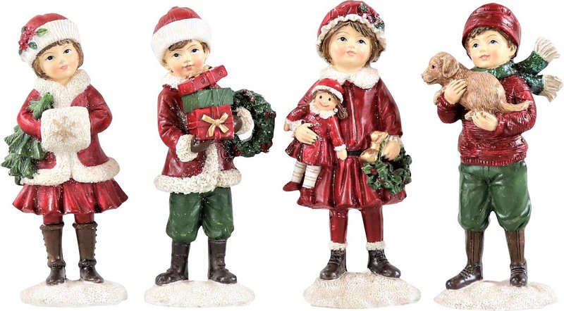 FIGURINES NOËL ENFANTS ENSEMBLE 4 PIÈCES (HOFF2003)