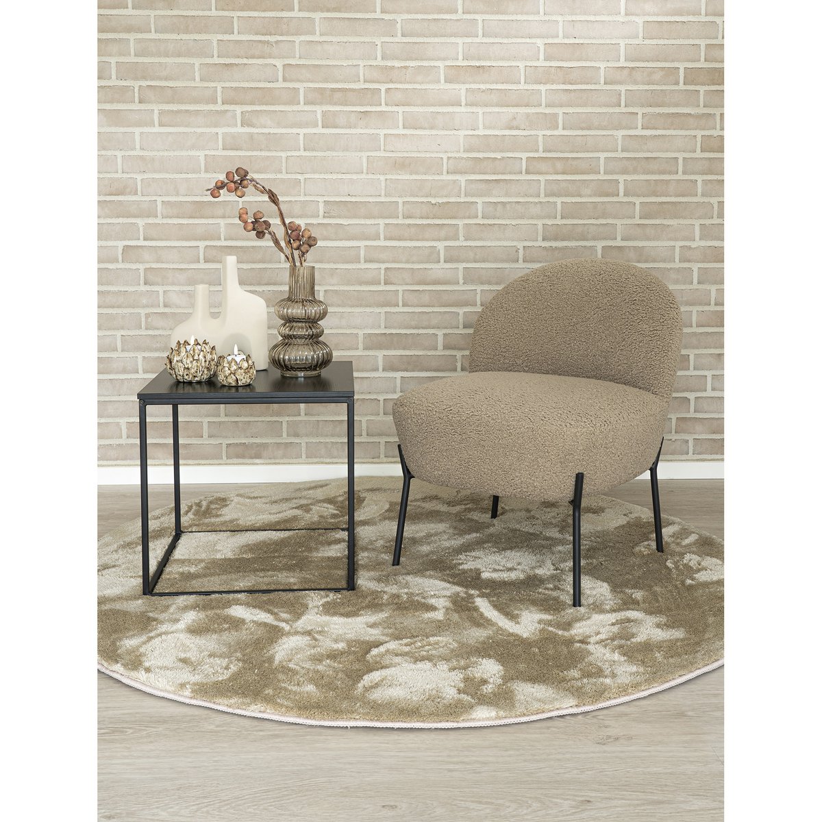 Miami Rug - Sand, 100% Polyester, Ø160 cm