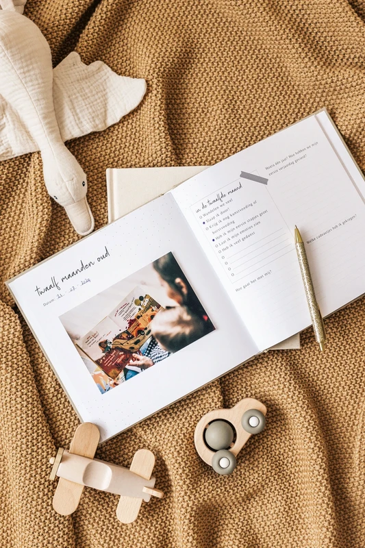 Fyllbooks Babybuch „Mein erstes Jahr“ – Leinen Taupe