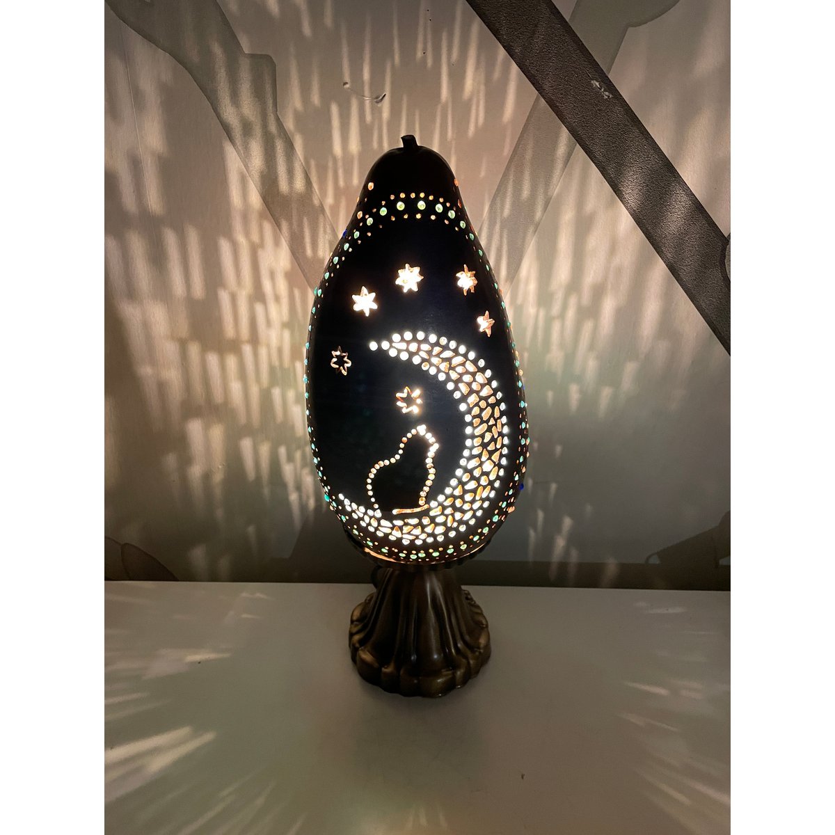 Lampa z tykwy - Kot i księżyc 3