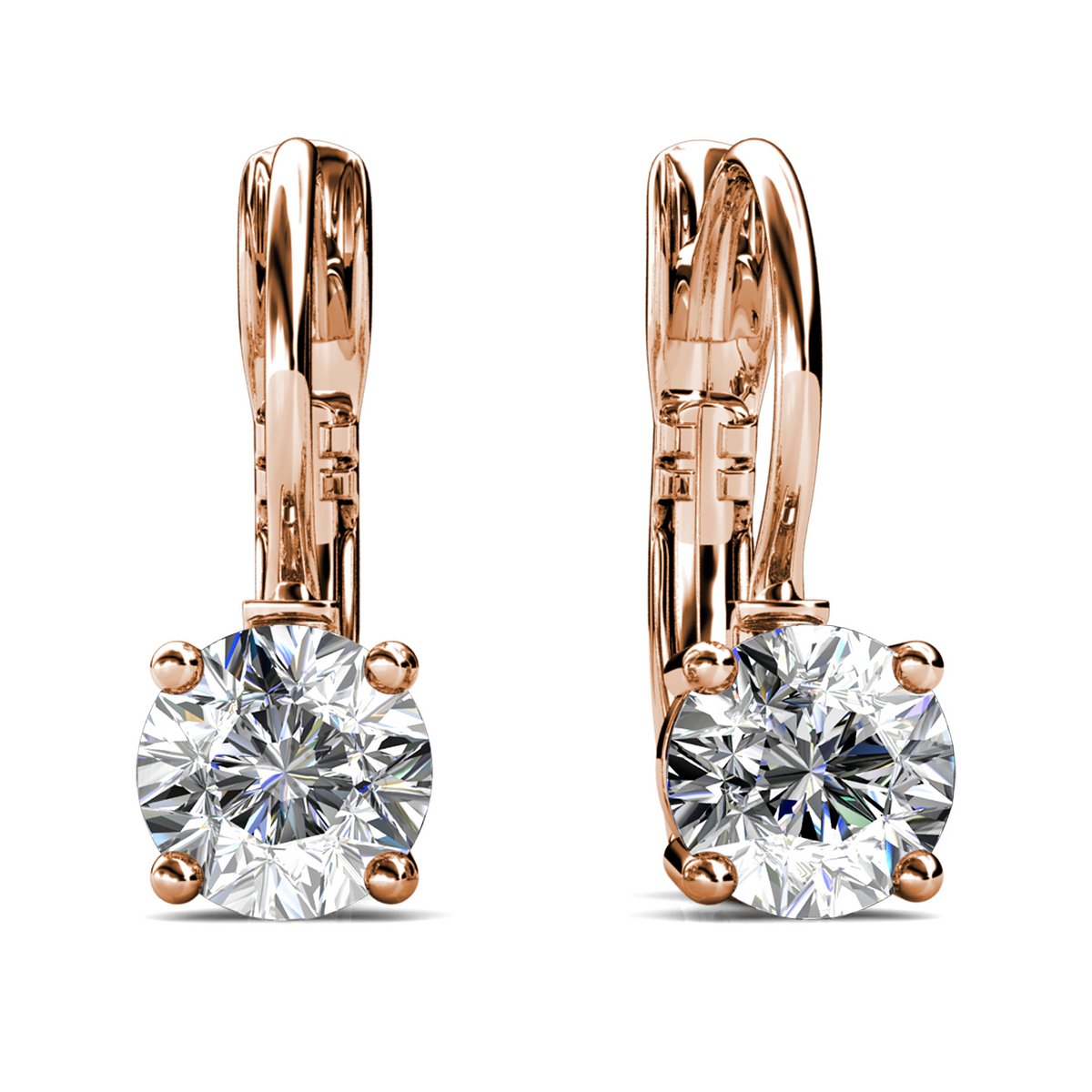 Round Earrings - Rose Gold and Crystal