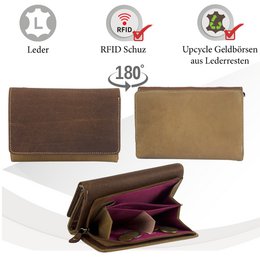Sunsa Damen Geldbörse. Leder Geldbeutel. Portemonnaie mit RFID Schutz. Brieftasche aus Leder. Große Geldbörse für Frauen mit vielen Kreditkartenfächern- Wallet für Damen, Geschenkidee