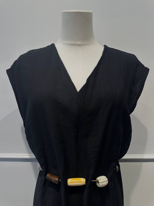 Lang Jumpsuit-kjole med perlebælte - VISCOSE - 8800