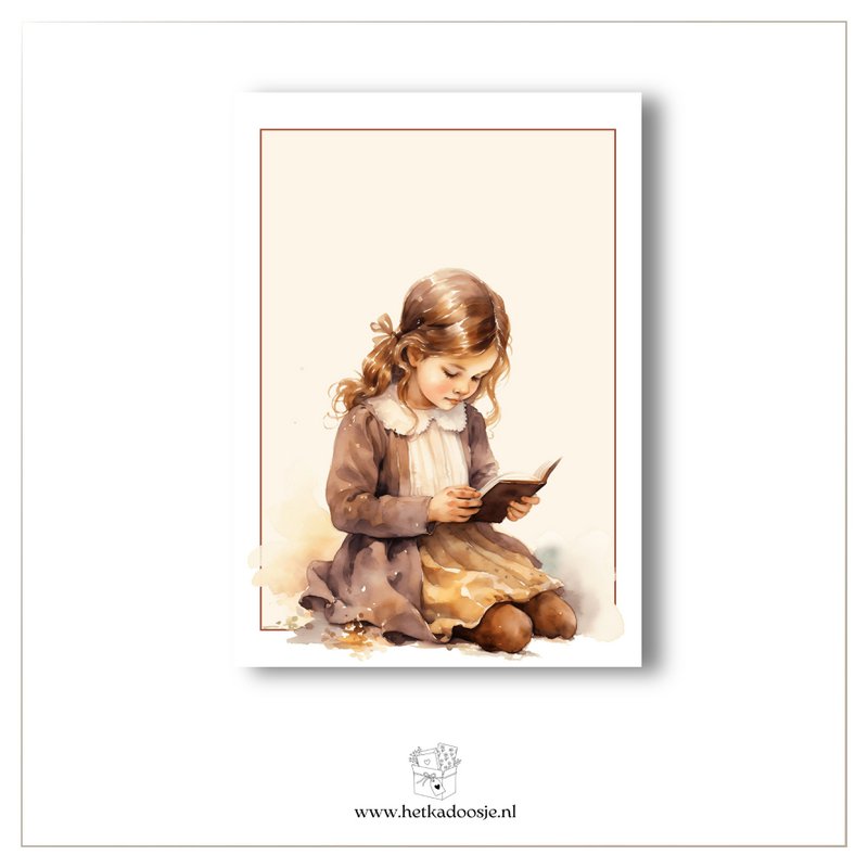 Fille lisant à genoux