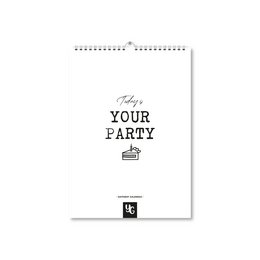 A4-sized birthday calendar with the text "Your Party" and a party icon, suitable for planning and organizing birthday celebrations.