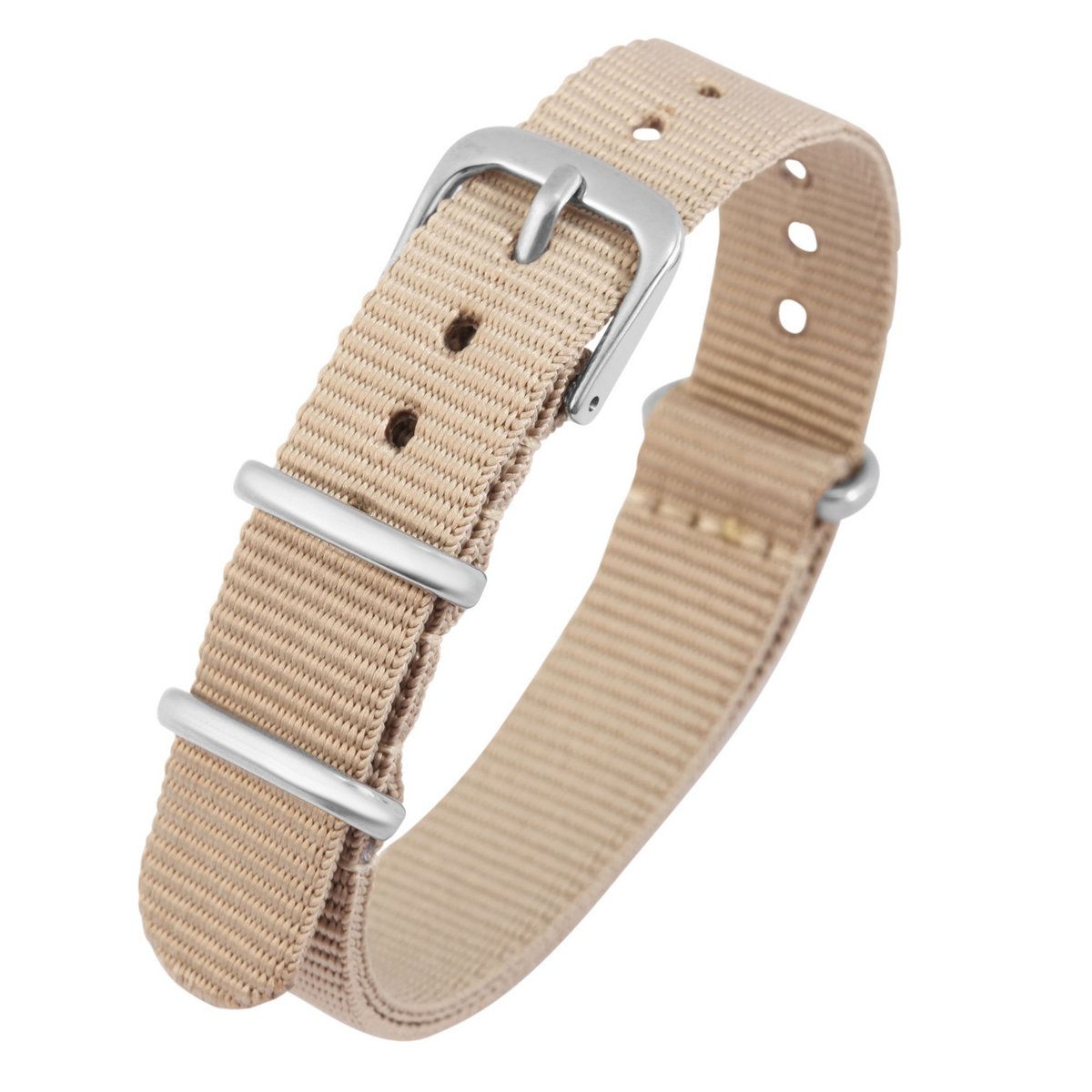 Nylon-Uhrenarmband, beige, Dornschließe, 16 mm