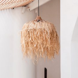 Raffia lampe med lange frynser | Lampeskærm | Pendel KAWI (2 størrelser)