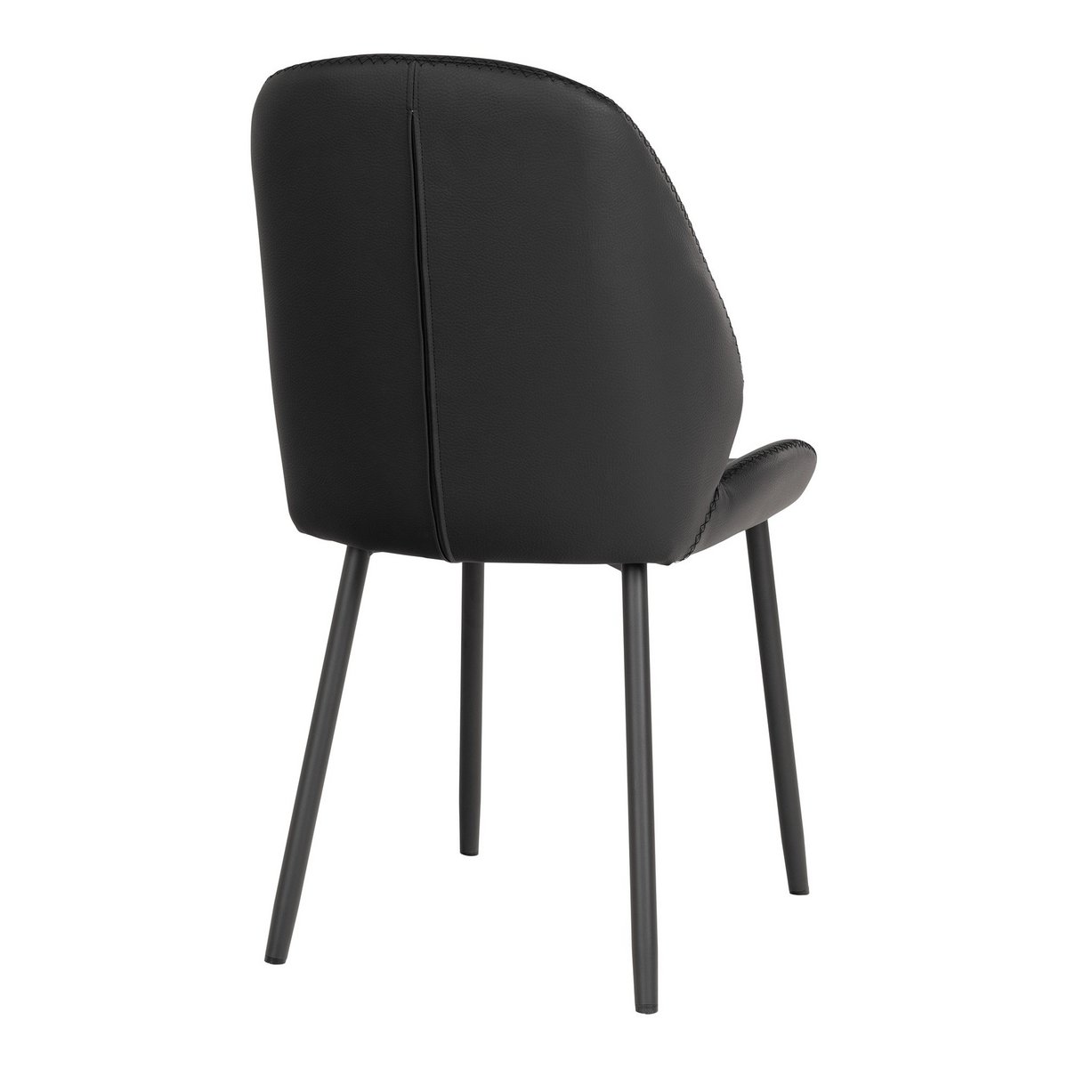 Monte Carlo Dining Chair - Black, PU, Black Metal Legs, 59.5x47x91cm - Set of 2