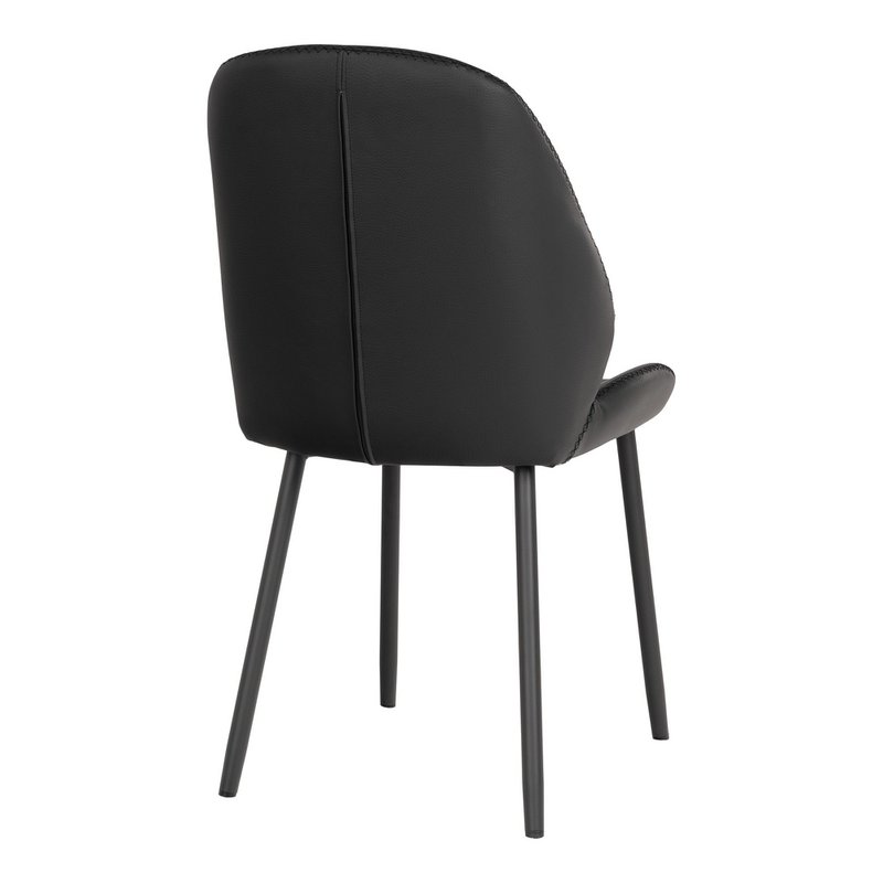 Monte Carlo Dining Chair - Black, PU, Black Metal Legs, 59.5x47x91cm - Set of 2
