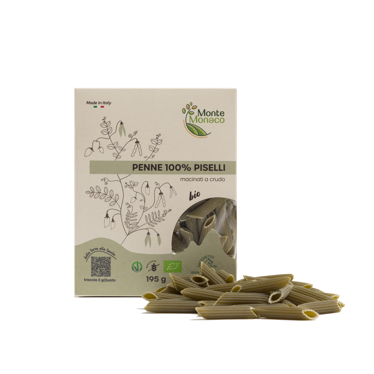 Penne 100% harina de guisantes orgánica