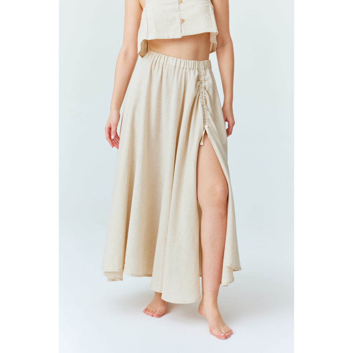 Falda de lino asana - beige natural