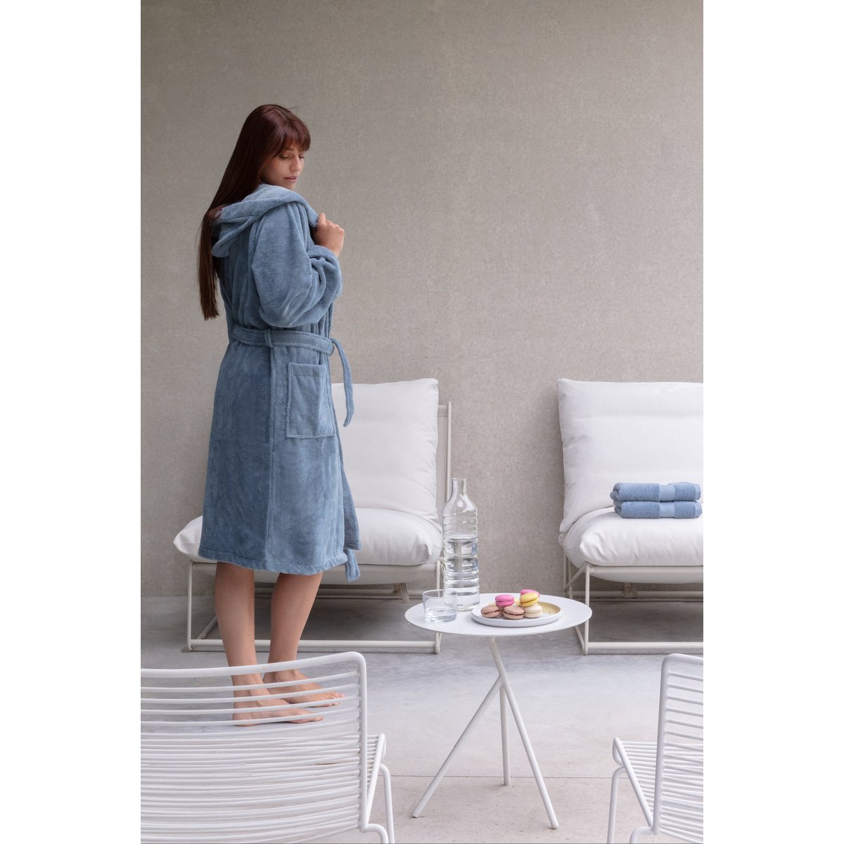Teddy Hooded Bathrobe- Fleece and Cotton Bathrobe - Jeans