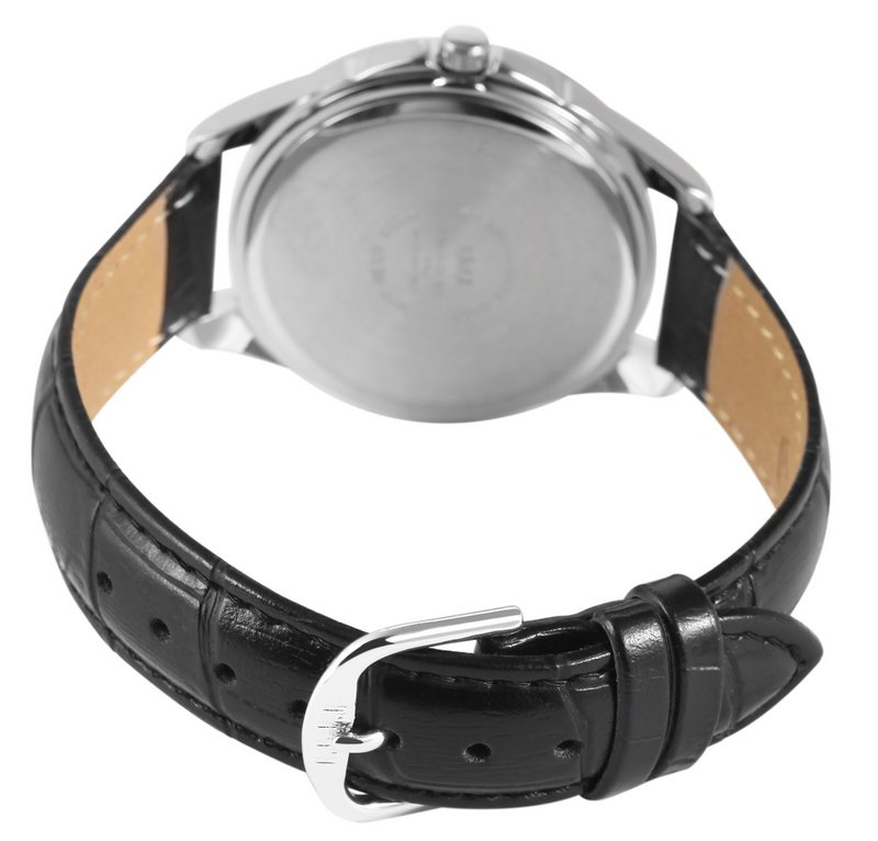 Q&Q men's watch, imitation leather strap, Ø 39 mm, black/silver