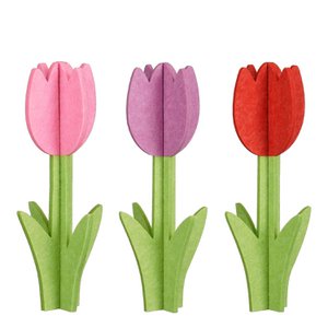 Decoration tulip red pink purple 3 assorted