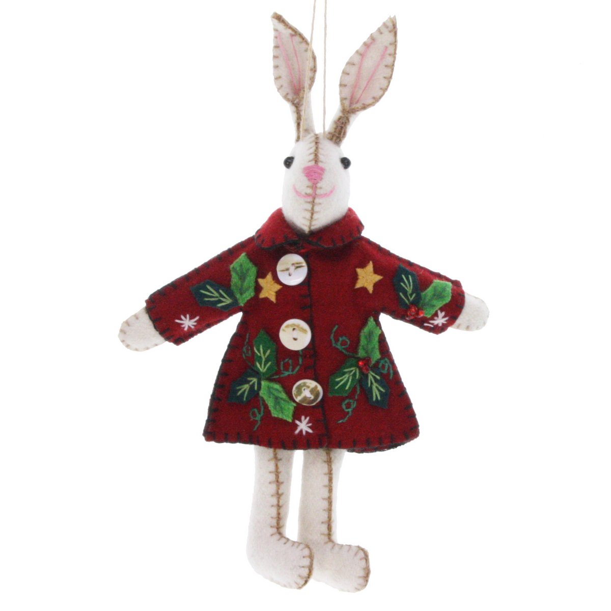 Hare with Christmas coat red, felt