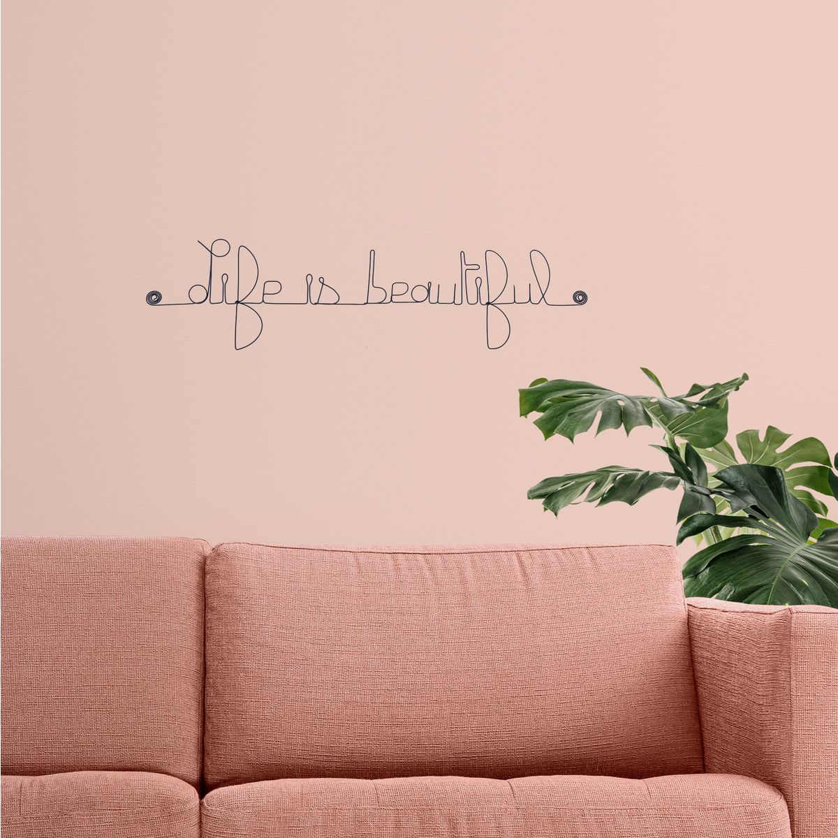 Draadwanddecoratie "Het leven is mooi" - zin om aan de muur te pinnen - Wandsieraden