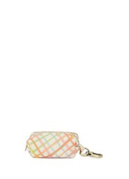 Mons Bons x Bassigue Waste Bag Holder, a stylish and functional poop bag holder in a pastel plaid pattern.