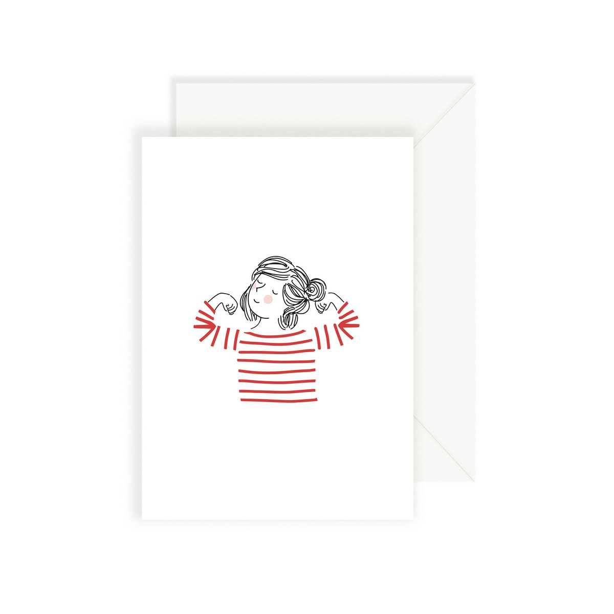 Tarjeta Miss Wonder - Chica con jersey de rayas rojas y blancas