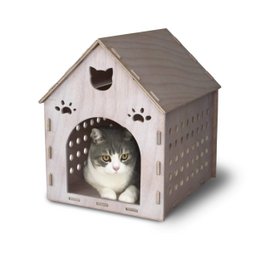 Wooden Kitty House Cat Shelter | Hide House for Cats, Rabbits And Small Dogs
