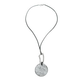 Silver necklace with halo and disc pendant