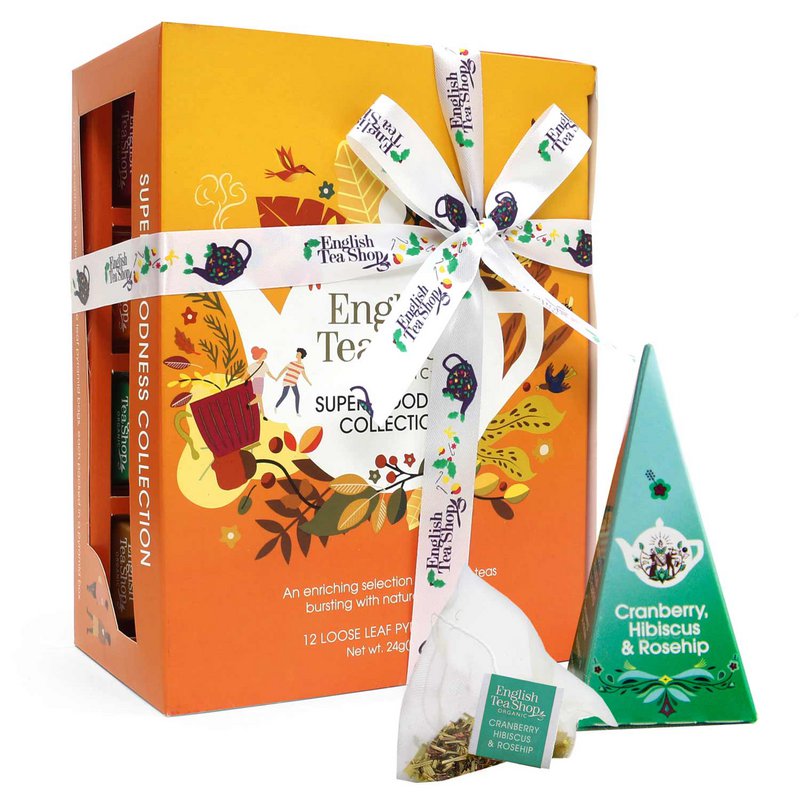 ETS - Teegeschenk mit Schleife "Super Goodness Tee Kollektion", BIO, 12 Pyramiden-Beutel