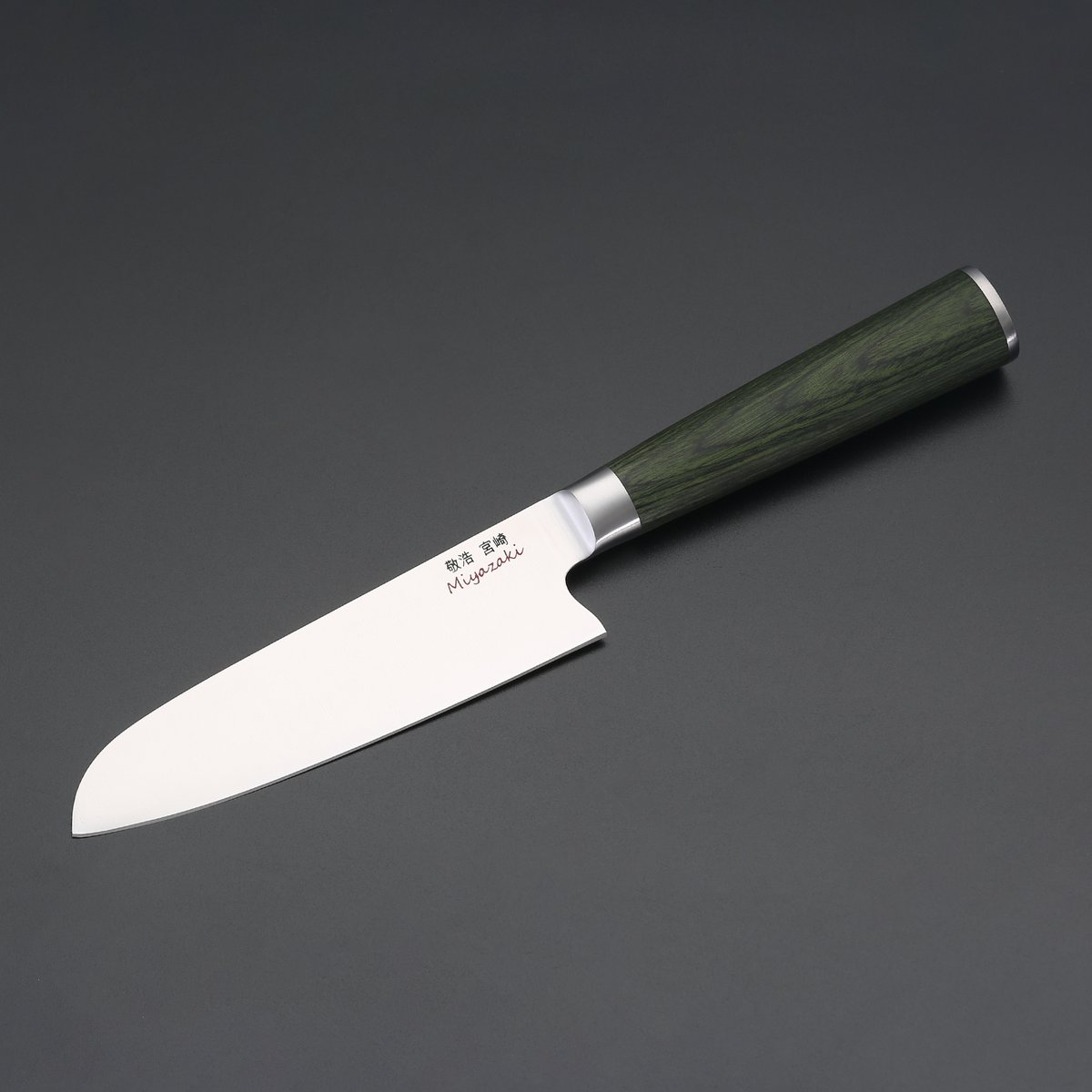 Miyazaki Kodawari Santokumesser 5", Griff Pakkaholz grün