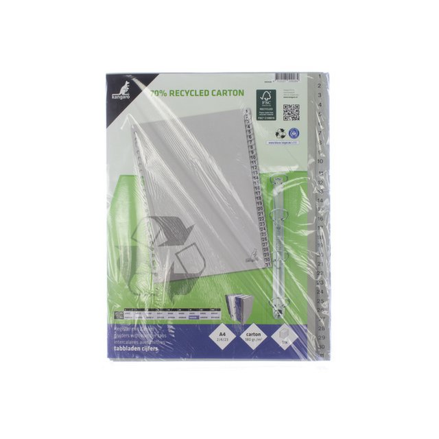 ECO tab Kangaro A4 numbers 180gr gray cardboard 23r 31pcs FSC