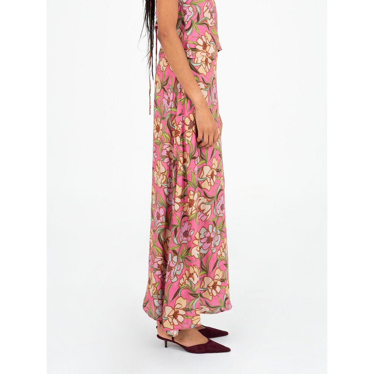 Gonna Amara con stampa floreale rosa
