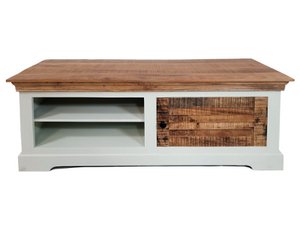 TV lowboard TV cabinet W 114 H 45 cm solid wood TV cabinet Ibiza white solid mango wood
