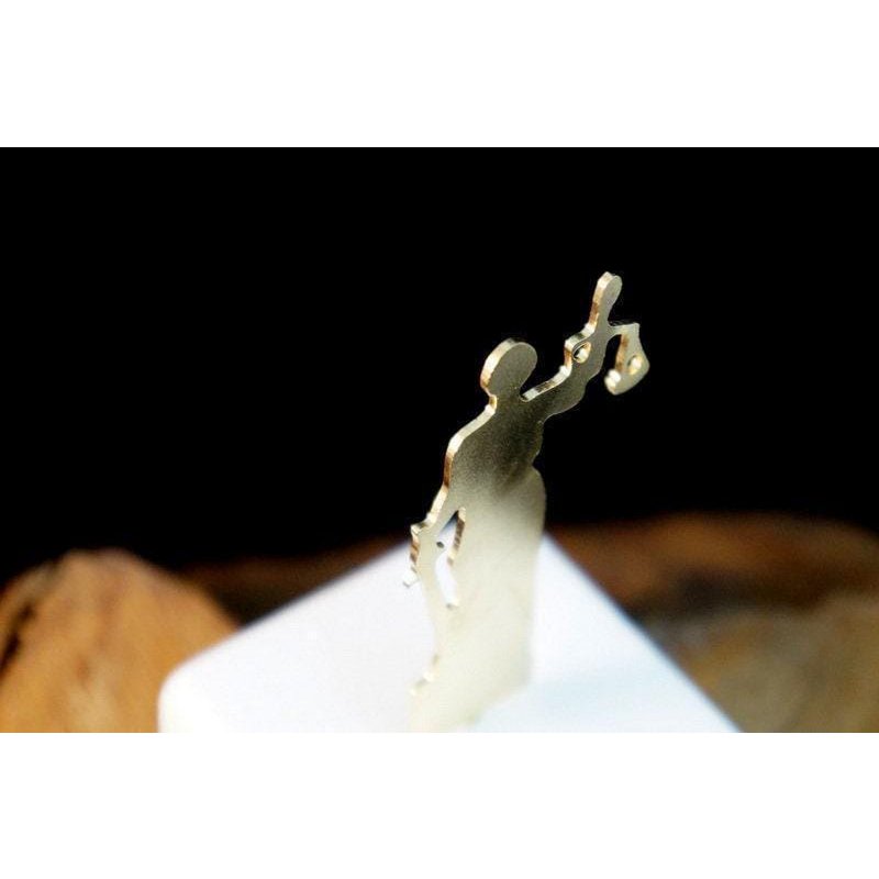 Gold Statue of Lady Justice, Gold-Plated Bronze Sculpture, Home Decor Sculpture on Marble Base