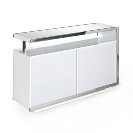 White wooden sideboard and stainless steel